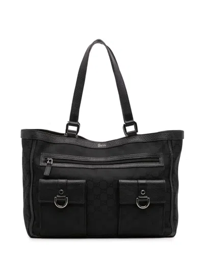 Pre-owned Gucci 2016-2024 Gg Canvas Abbey D Ring Pocket Tote Bag