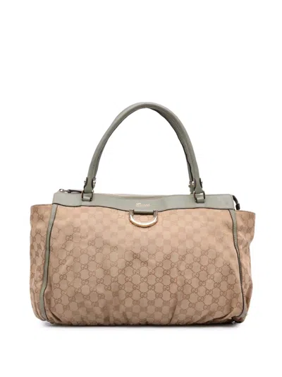 Pre-owned Gucci 2016-2024 Gg Canvas Abbey D Ring Tote Bag In Brown