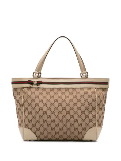 Pre-owned Gucci 2016-2024 Gg Canvas Mayfair Tote Bag In Brown