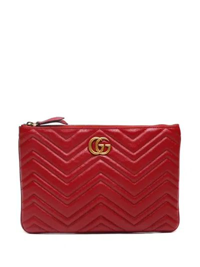 Pre-owned Gucci 2016-2024 Gg Marmont Handbag In Red