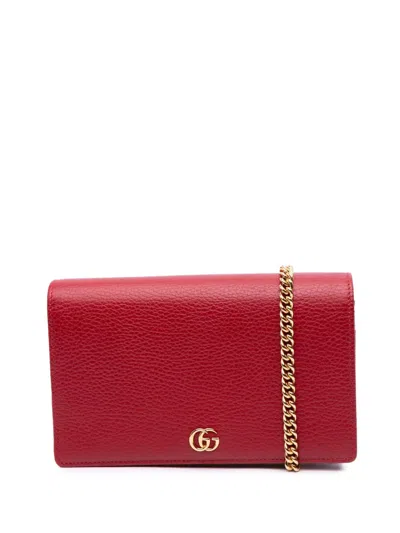 Pre-owned Gucci 2016-2024 Gg Marmont Leather Wallet On Chain Crossbody Bag