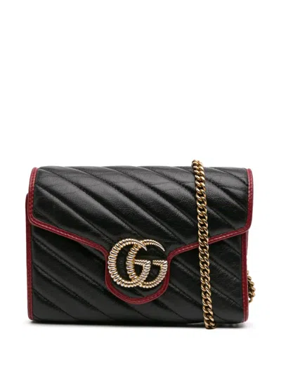 Pre-owned Gucci 2016-2024 Gg Marmont Matelasse Leather Torchon Wallet On Chain Crossbody Bag