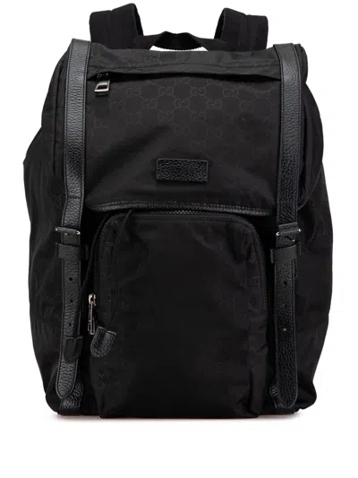 Pre-owned Gucci 2016-2024 Gg Nylon Backpack In Black
