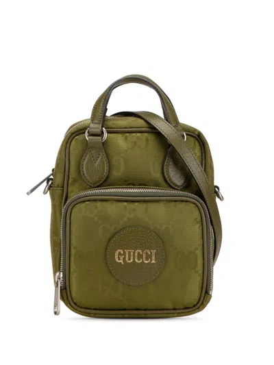 Pre-owned Gucci 2016-2024 Gg Nylon Off The Grid Satchel In Green