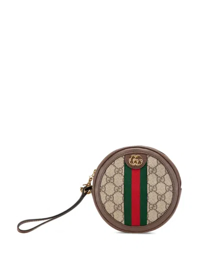 Pre-owned Gucci 2016-2024 Gg Supreme Ophidia Round Clutch Bag