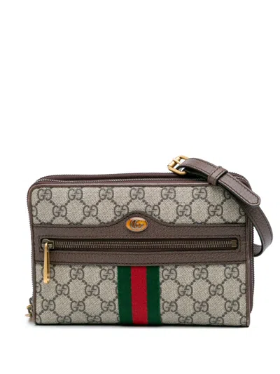Pre-owned Gucci 2016-2024 Gg Supreme Ophidia Wallet On Chain Crossbody Bag