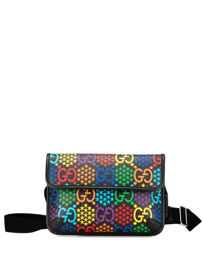Pre-owned Gucci 2016-2024 Gg Supreme Psychedelic Belt Bag In Black