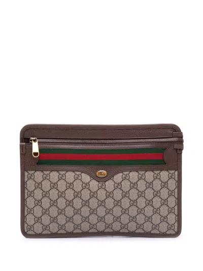 Pre-owned Gucci 2016-2024 Gg Supreme Web Ophidia Clutch Bag