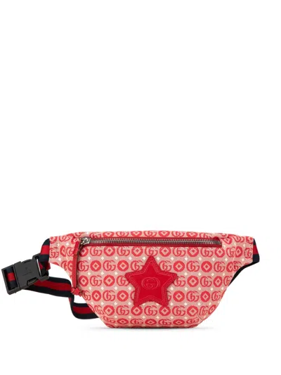 Pre-owned Gucci 2016-2024 Kids Gg Canvas Star Belt Bag In Red