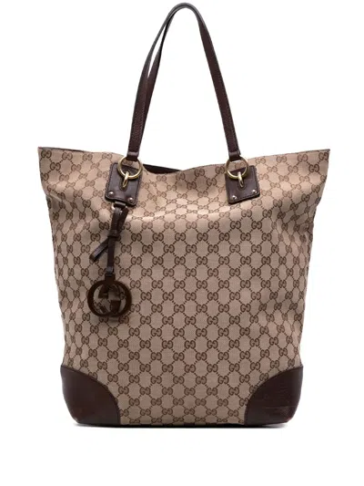 Pre-owned Gucci 2016-2024 Large Gg Canvas Gg Charm Tote Bag