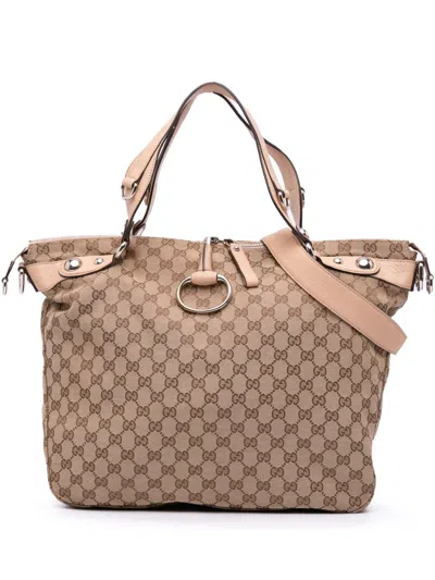 Pre-owned Gucci 2016-2024 Large Gg Canvas Icon Bit Satchel