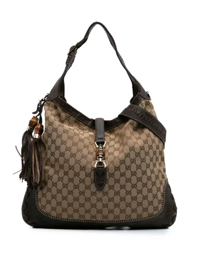 Pre-owned Gucci 2016-2024 Large Gg Canvas New Jackie Satchel