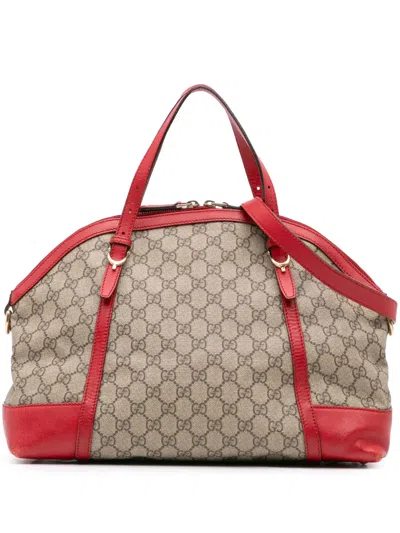Pre-owned Gucci 2016-2024 Large Gg Supreme Nice Dome Satchel In Brown