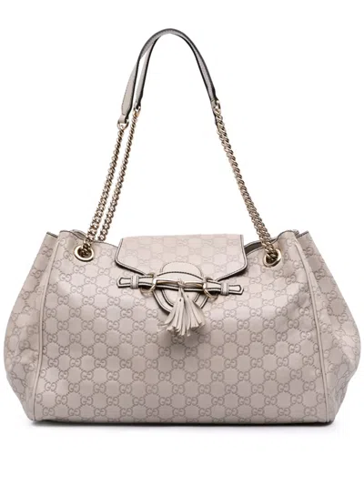 Pre-owned Gucci 2016-2024 Large Ssima Emily Chain Shoulder Bag In Brown