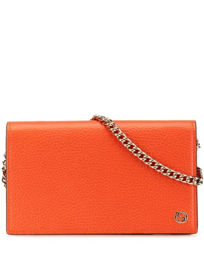 Pre-owned Gucci 2016-2024 Leather Betty Wallet On Chain Crossbody Bag In Orange