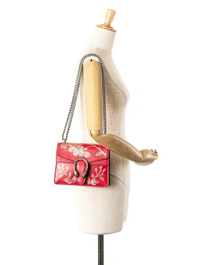 Pre-owned Gucci 2016-2024 Limited Edition Chinese New Year Mini Leather Dionysus Crossbody Bag In Red