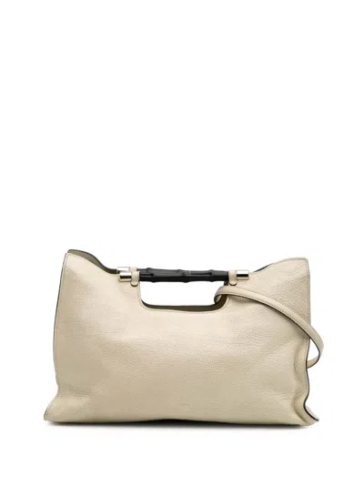 Pre-owned Gucci 2016-2024 Medium Calfskin Bamboo Daily Shopper Satchel