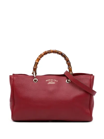 Pre-owned Gucci 2016-2024 Medium Calfskin Bamboo Shopper Satchel
