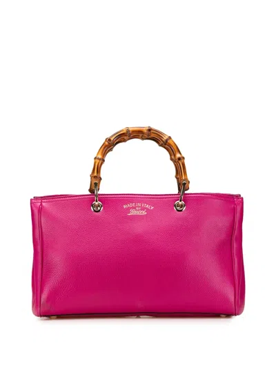 Pre-owned Gucci 2016-2024 Medium Calfskin Bamboo Shopper Satchel
