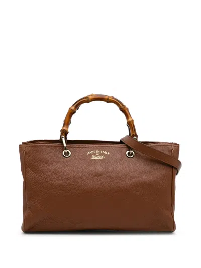 Pre-owned Gucci 2016-2024 Medium Calfskin Bamboo Shopper Satchel