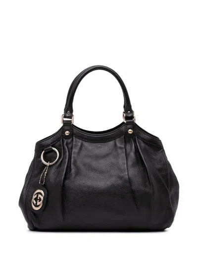 Pre-owned Gucci 2016-2024 Medium Calfskin Sukey Tote Bag In Black