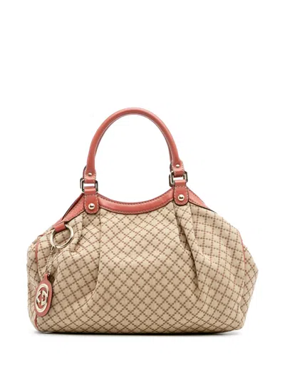 Pre-owned Gucci 2016-2024 Medium Diamante Canvas Sukey Tote Bag