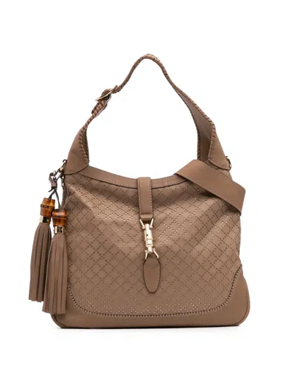 Pre-owned Gucci 2016-2024 Medium Diamante Perforated Calfskin New Jackie Satchel