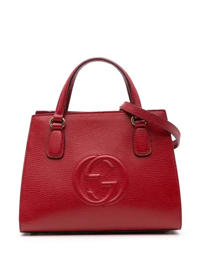 Pre-owned Gucci 2016-2024 Medium Dollar Calf Soho Top Handle Convertible Tote Satchel In Red