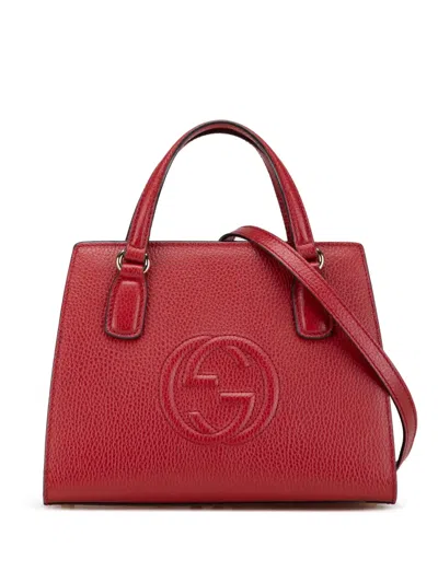 Pre-owned Gucci 2016-2024 Medium Dollar Calf Soho Top Handle Convertible Tote Satchel In Red