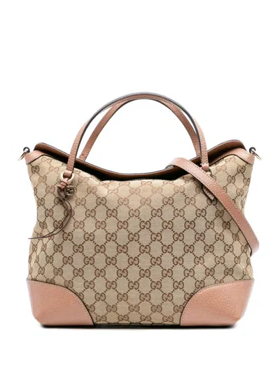Pre-owned Gucci 2016-2024 Medium Gg Canvas Bree Satchel