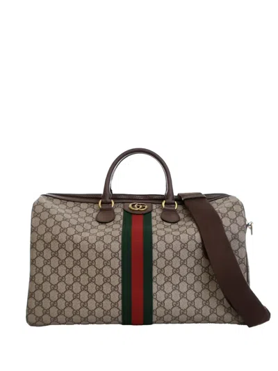 Pre-owned Gucci 2016-2024 Medium Gg Supreme Ophidia Carry-on Duffle Bag Boston Bag