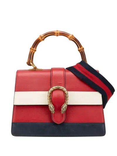 Pre-owned Gucci 2016-2024 Medium Leather Bamboo Dionysus Web Satchel