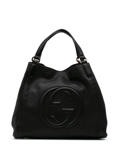 Pre-owned Gucci 2016-2024 Medium Leather Soho Cellarius Tote Bag In Black
