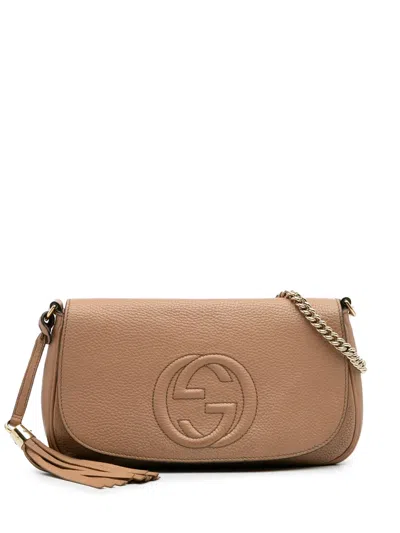 Pre-owned Gucci 2016-2024 Medium Leather Soho Chain Flap Crossbody Bag