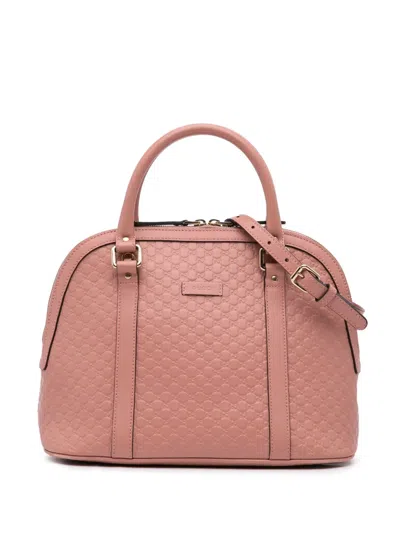 Pre-owned Gucci 2016-2024 Medium Microssima Dome Satchel In Pink