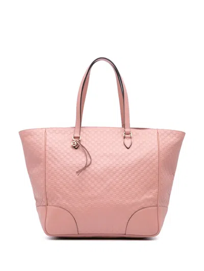 Pre-owned Gucci 2016-2024 Microssima Bree Tote Bag In Pink