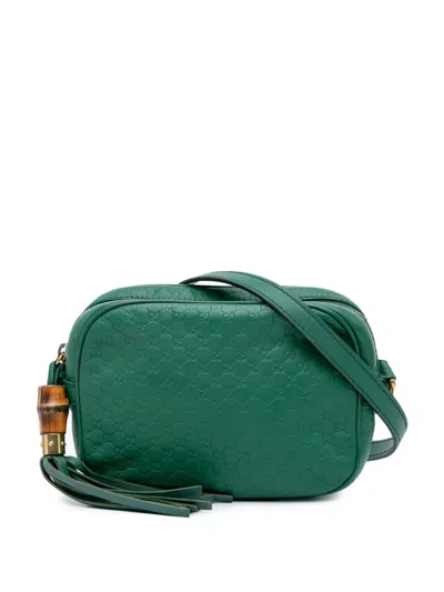 Pre-owned Gucci 2016-2024 Microssima Sunshine Disco Camera Bag Crossbody Bag In Green