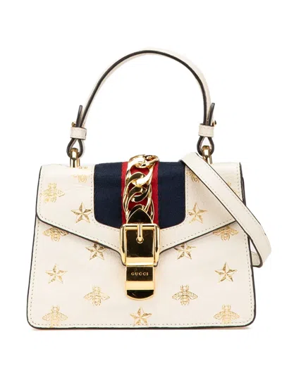 Pre-owned Gucci 2016-2024 Mini Calfskin Bee Star Sylvie Satchel