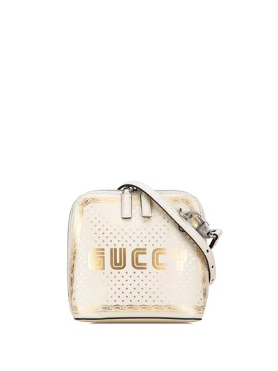 Pre-owned Gucci 2016-2024 Mini Calfskin Guccy Sega Crossbody Bag In White