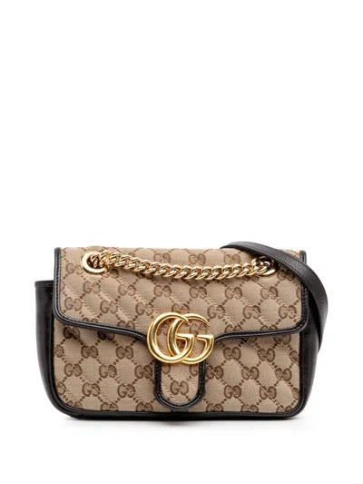 Pre-owned Gucci 2016-2024 Mini Gg Marmont Matelasse Canvas Flap Crossbody Bag