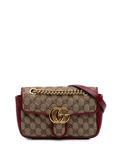 Pre-owned Gucci 2016-2024 Mini Gg Marmont Matelasse Canvas Flap Crossbody Bag