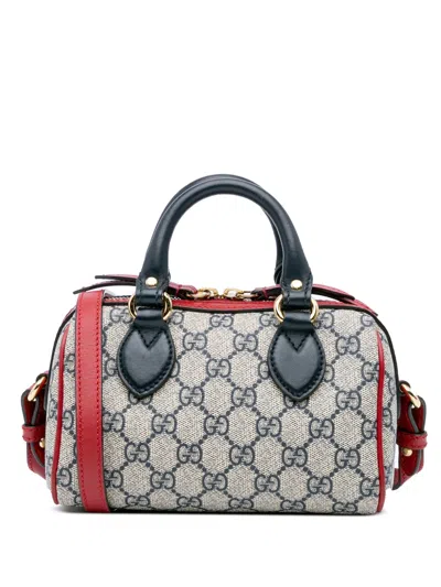 Pre-owned Gucci 2016-2024 Mini Gg Supreme Boston Bag Satchel In Brown