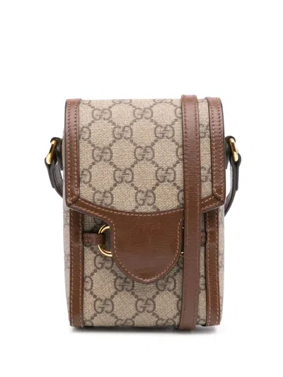 Pre-owned Gucci 2016-2024 Mini Gg Supreme Horsebit 1955 Crossbody Bag