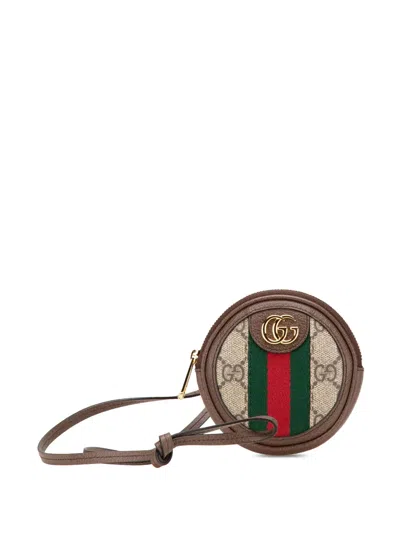 Pre-owned Gucci 2016-2024 Mini Gg Supreme Ophidia Round Neck Pouch Shoulder Bag