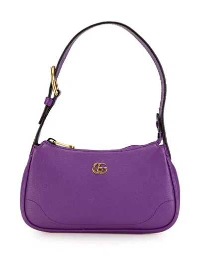 Pre-owned Gucci 2016-2024 Mini Leather Aphrodite Shoulder Bag In Purple