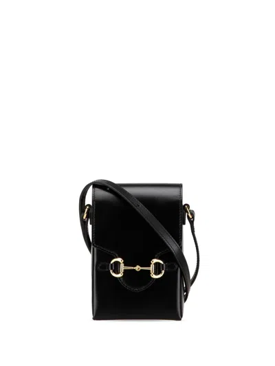 Pre-owned Gucci 2016-2024 Mini Leather Horsebit 1955 Crossbody Bag In Black