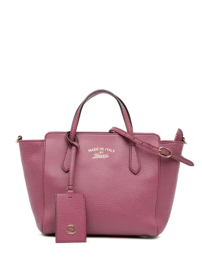 Pre-owned Gucci 2016-2024 Mini Leather Swing Satchel In Purple