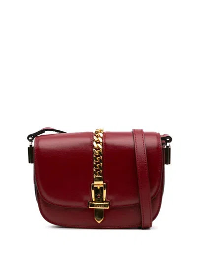 Pre-owned Gucci 2016-2024 Mini Leather Sylvie 1969 Crossbody Bag In Red