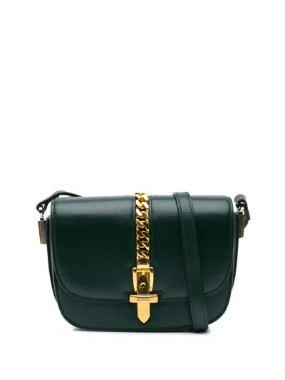 Pre-owned Gucci 2016-2024 Mini Leather Sylvie 1969 Crossbody Bag In Green