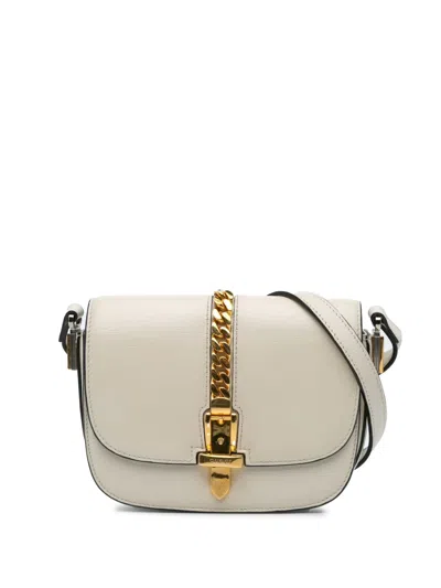 Pre-owned Gucci 2016-2024 Mini Leather Sylvie 1969 Crossbody Bag In White